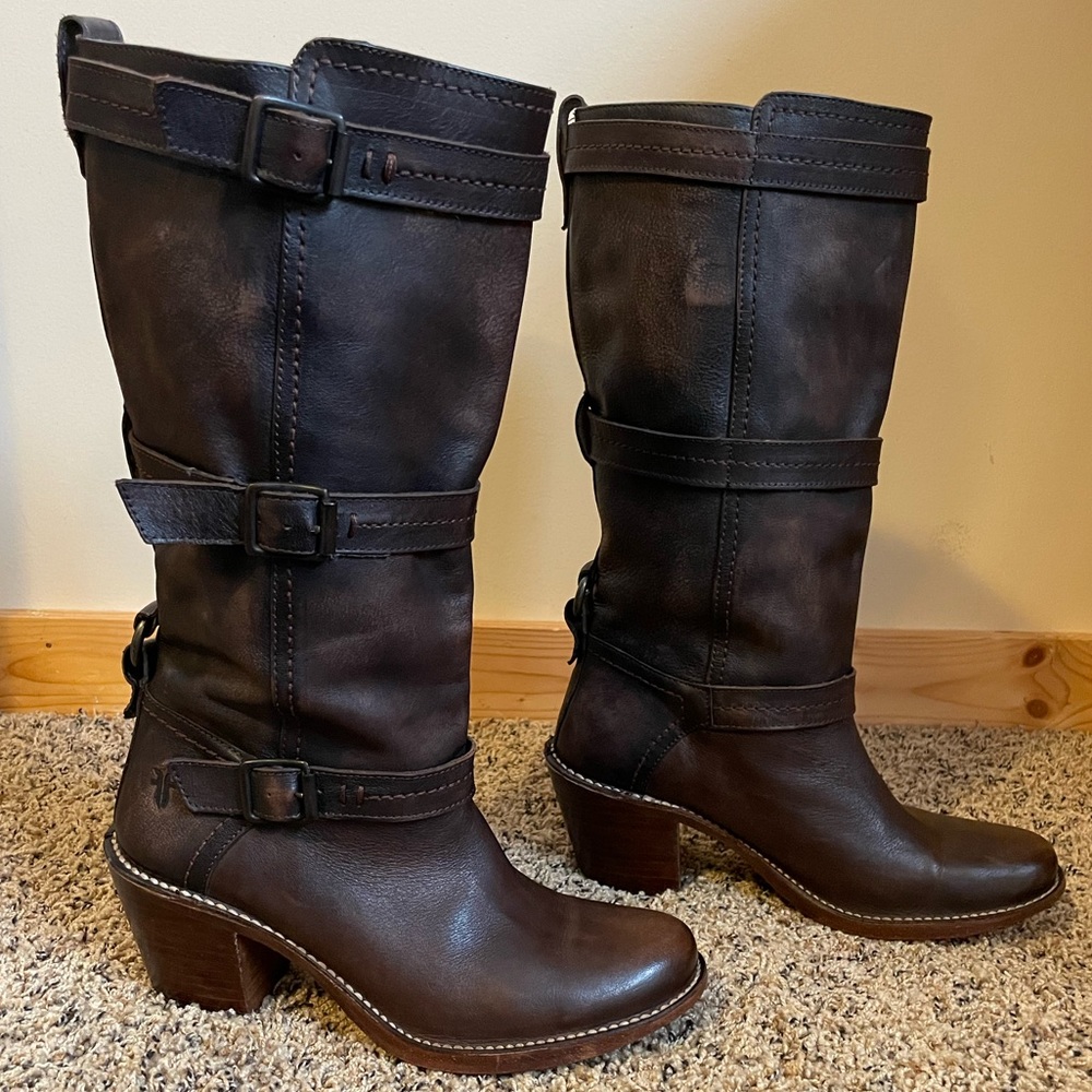 Frye Carmen 3 Strap Leather Boots